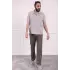 Erkek Pamuklu Keten Rahat Kesim Terletmez Kumaş Bağcıklı Pantolon Gri