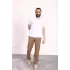 Erkek Pamuklu Keten Rahat Kesim Terletmez Kumaş Bağcıklı Pantolon Kahve