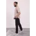 Erkek Pamuklu Keten Rahat Kesim Terletmez Kumaş Bağcıklı Pantolon Siyah