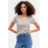 Kadın V Yaka Basic Pamuklu T-Shirt Gri