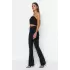 Kadın Yüksek Bel İspanyol Paça Slim Fit Jean Kot Pantolon Siyah