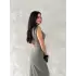 Kolsuz Yırtmaçlı Uzun maxı boy Elbise - Yeşil
