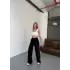 Osy Modal Yumuşak Dokulu Kumaş Nakış işlemeli Rahat Bol Paça Eşofman Pantalon - Siyah