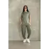 Osy Modal Yumuşak Dokulu Kumaş Oversize Bisiklet Yaka T-shirt Jogger Eşofman Altı Eşofman Takımı - Haki
