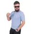 Triko Dokuma Yarım Fermuarlı Yakalı T-shirt - Açık mavi