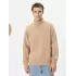 Unisex Uzun Kol Yarım Farmuarlı Yakalı Basic SweatShirt - Bej