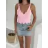 V Yaka Askılı Arkası Açık Triko Crop - Toz Pembe