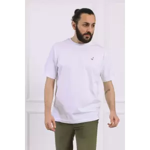 Bisiklet Yaka Erkek Pamuklu Regular Fit Tişört Beyaz