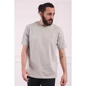 Bisiklet Yaka Erkek Pamuklu Regular Fit Tişört Gri