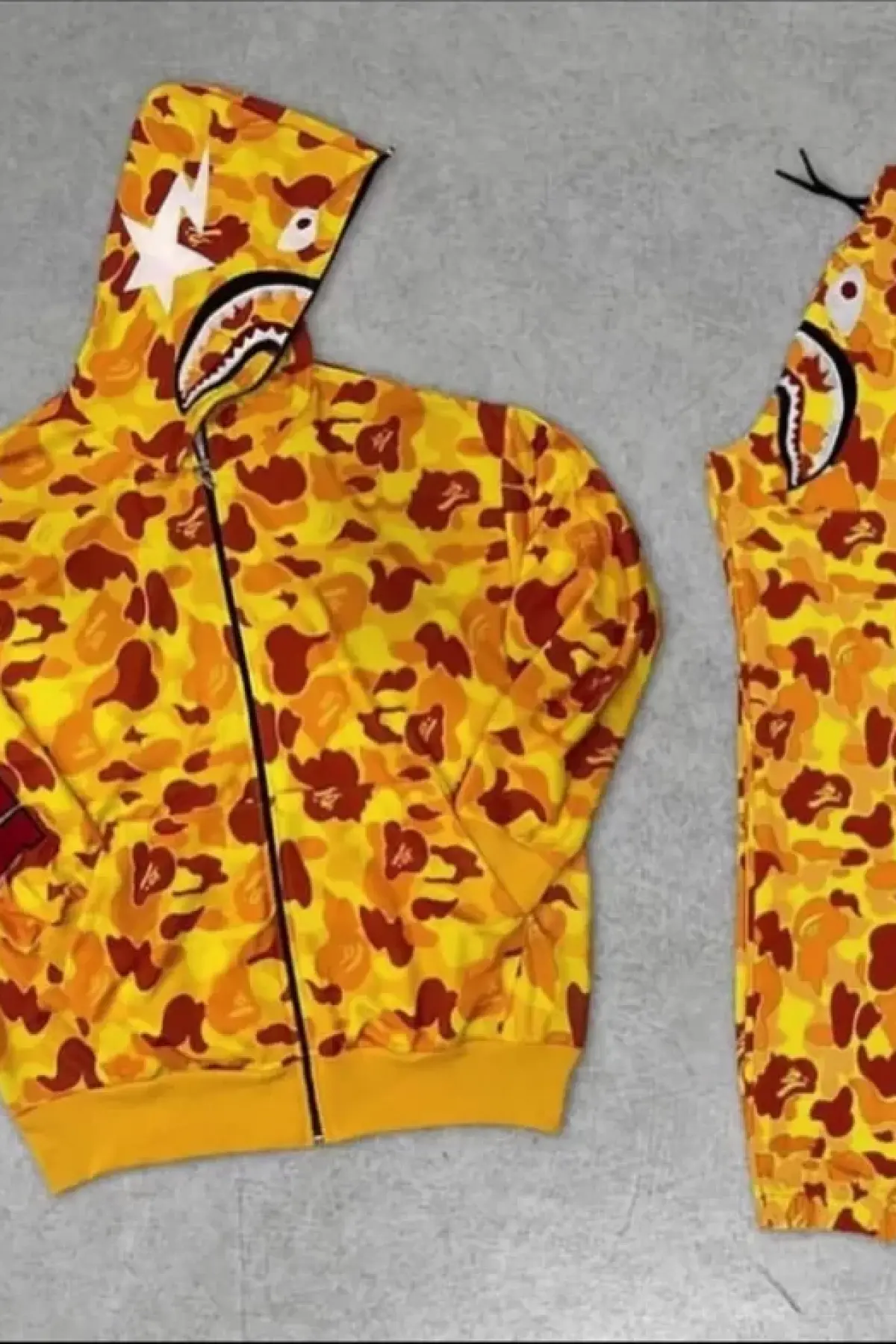 Unisex Pubg Bape x Shark Eşofman Takımı - Sarı