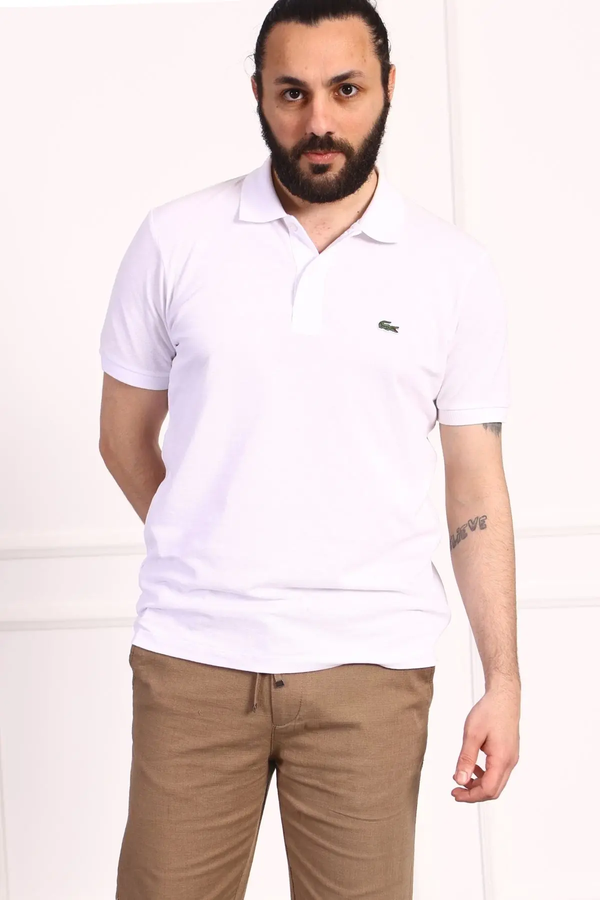 Erkek Regular Fit Pamuklu Polo Yaka Tişört Beyaz