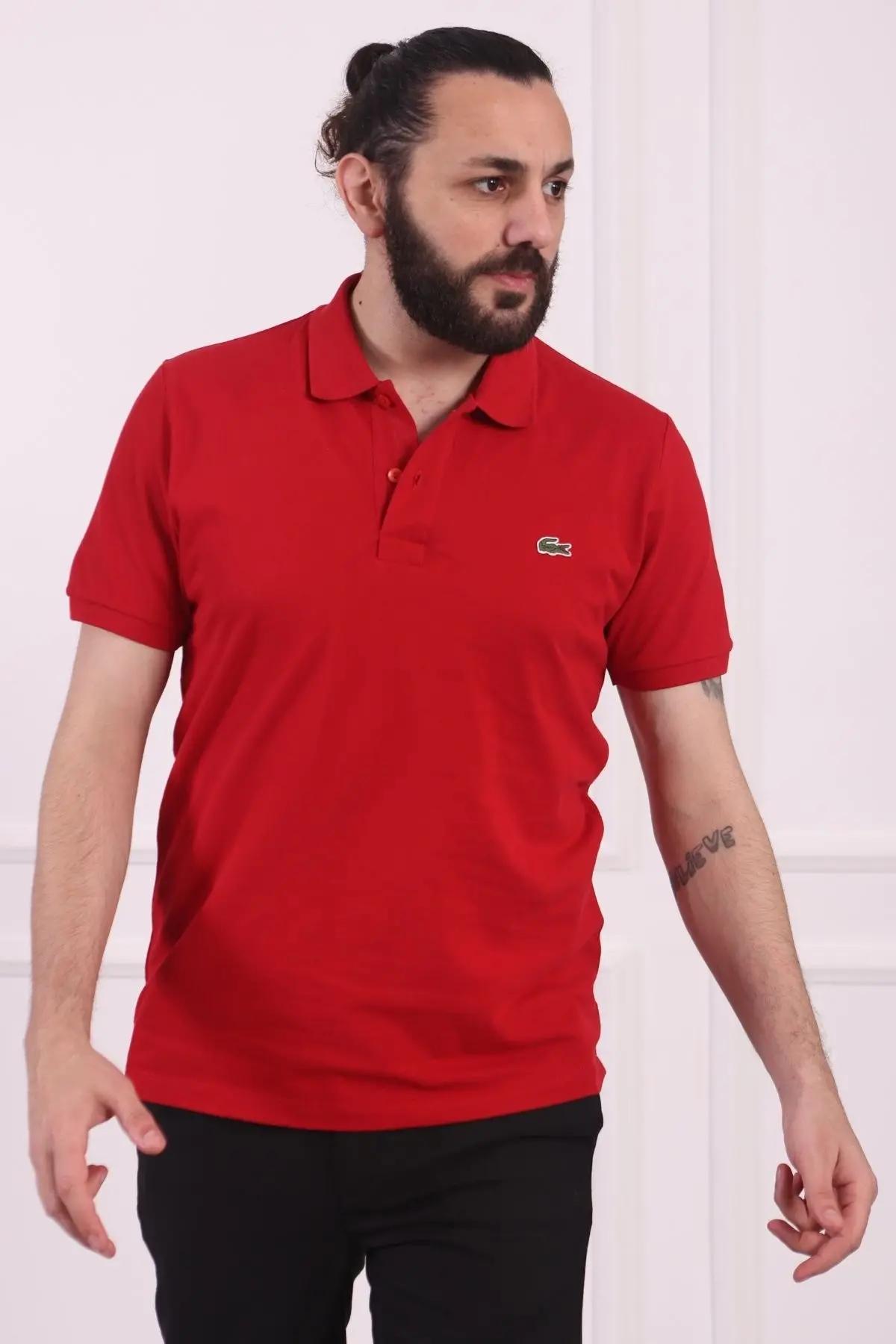 Erkek Regular Fit Pamuklu Polo Yaka Tişört Kırmızı