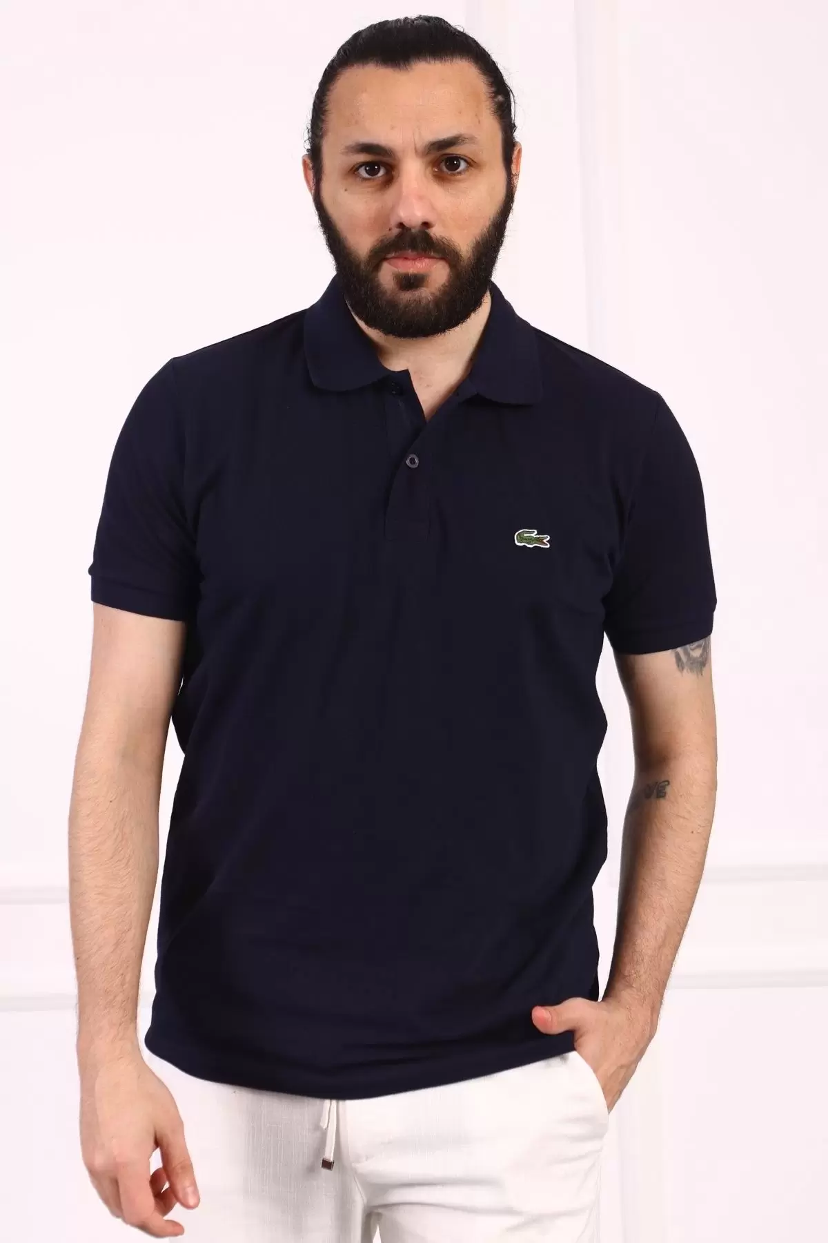 Erkek Regular Fit Pamuklu Polo Yaka Tişört Lacivert