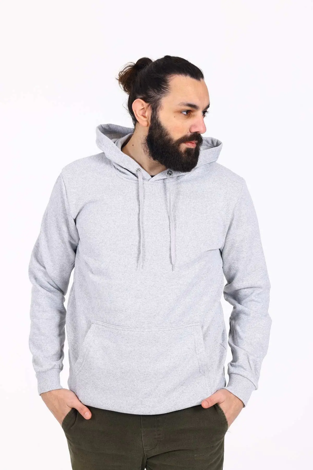 Kapüşonlu İçi Polarlı Regular Kalıp Erkek Sweatshirt Gri