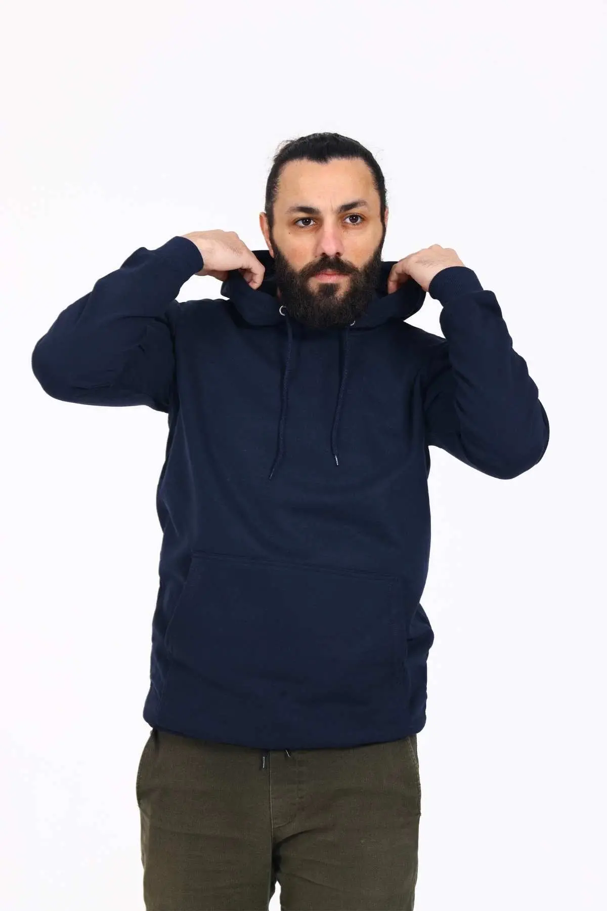 Kapüşonlu İçi Polarlı Regular Kalıp Erkek Sweatshirt Lacivert