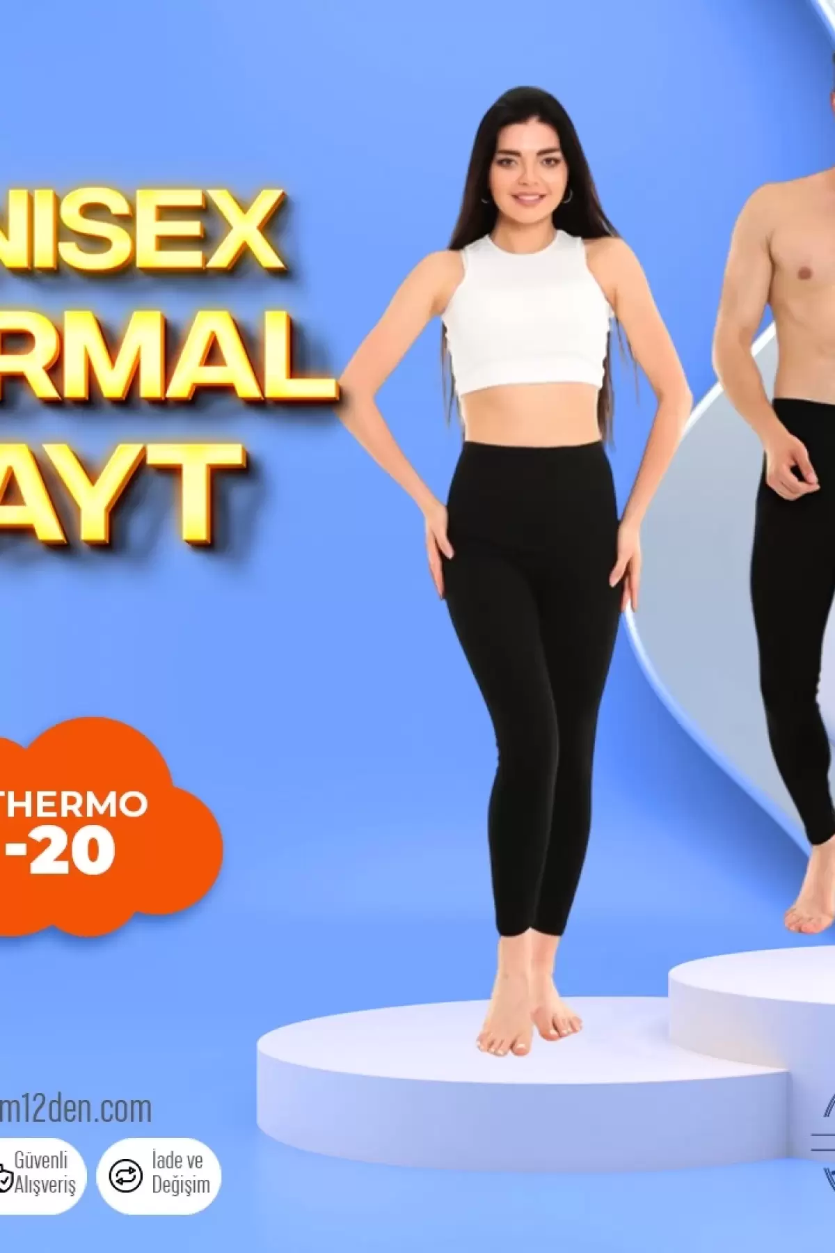 Unisex Şardonlu Termal İçlik Tayt Siyah