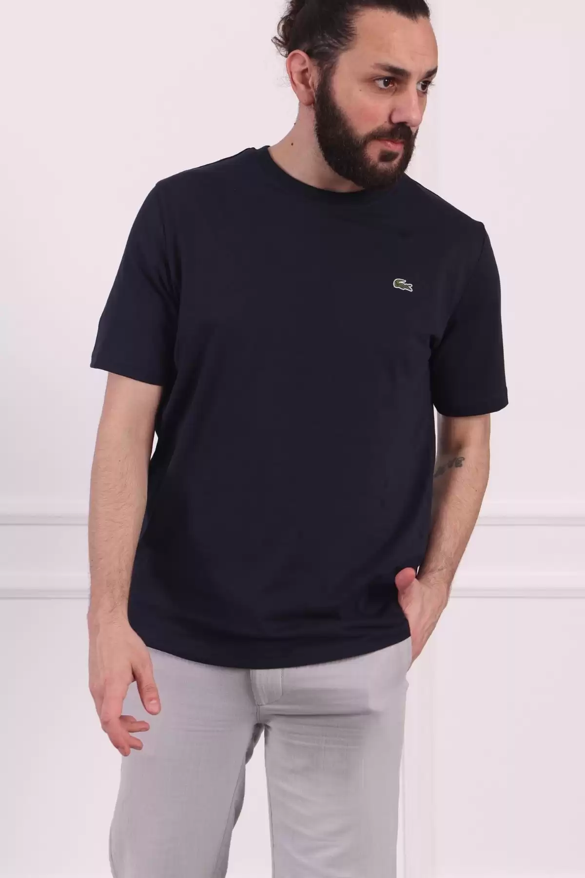 Erkek Bisiklet Yaka Pamuklu Regular Fit Tişört Lacivert