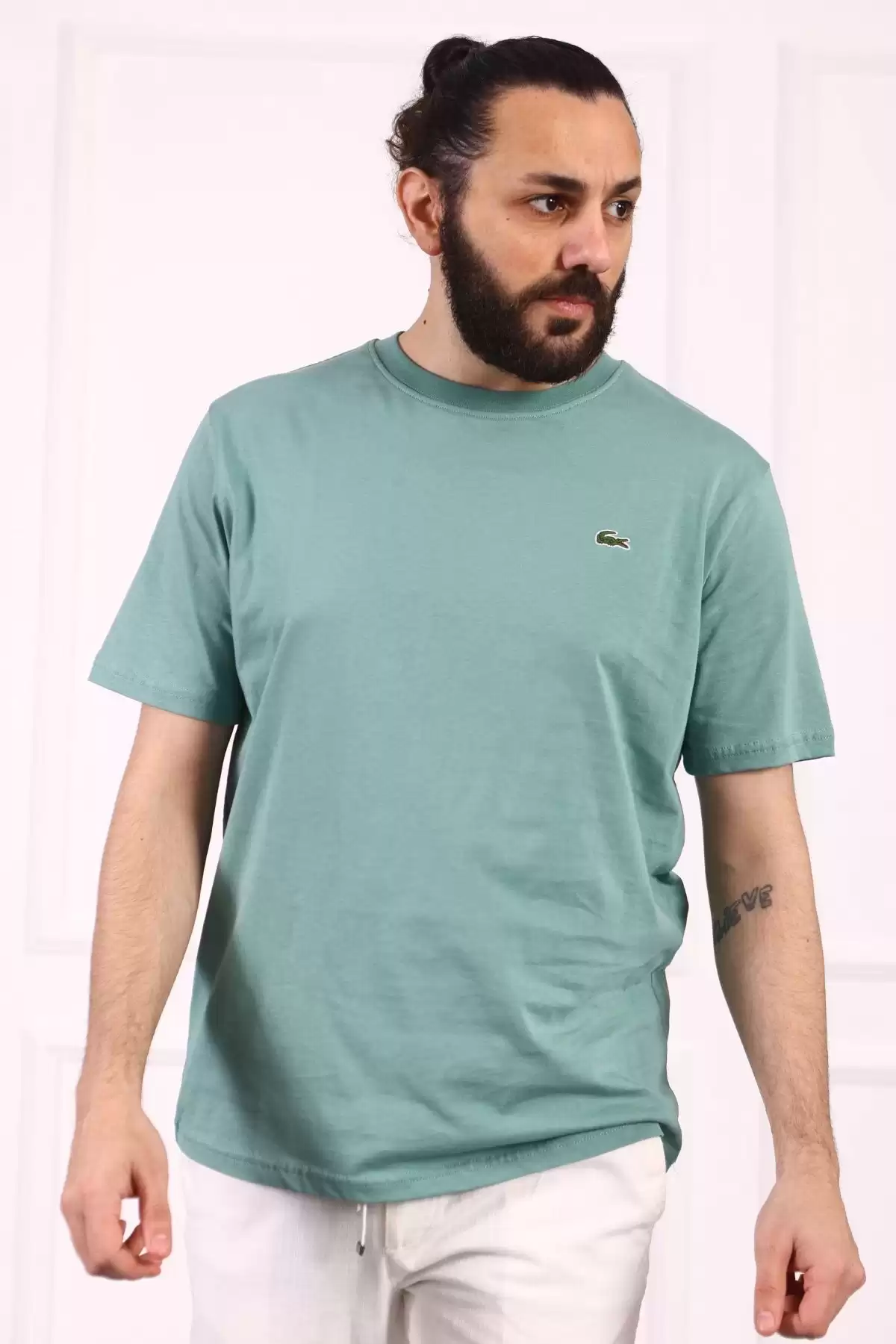 Erkek Bisiklet Yaka Pamuklu Regular Fit Tişört Mint