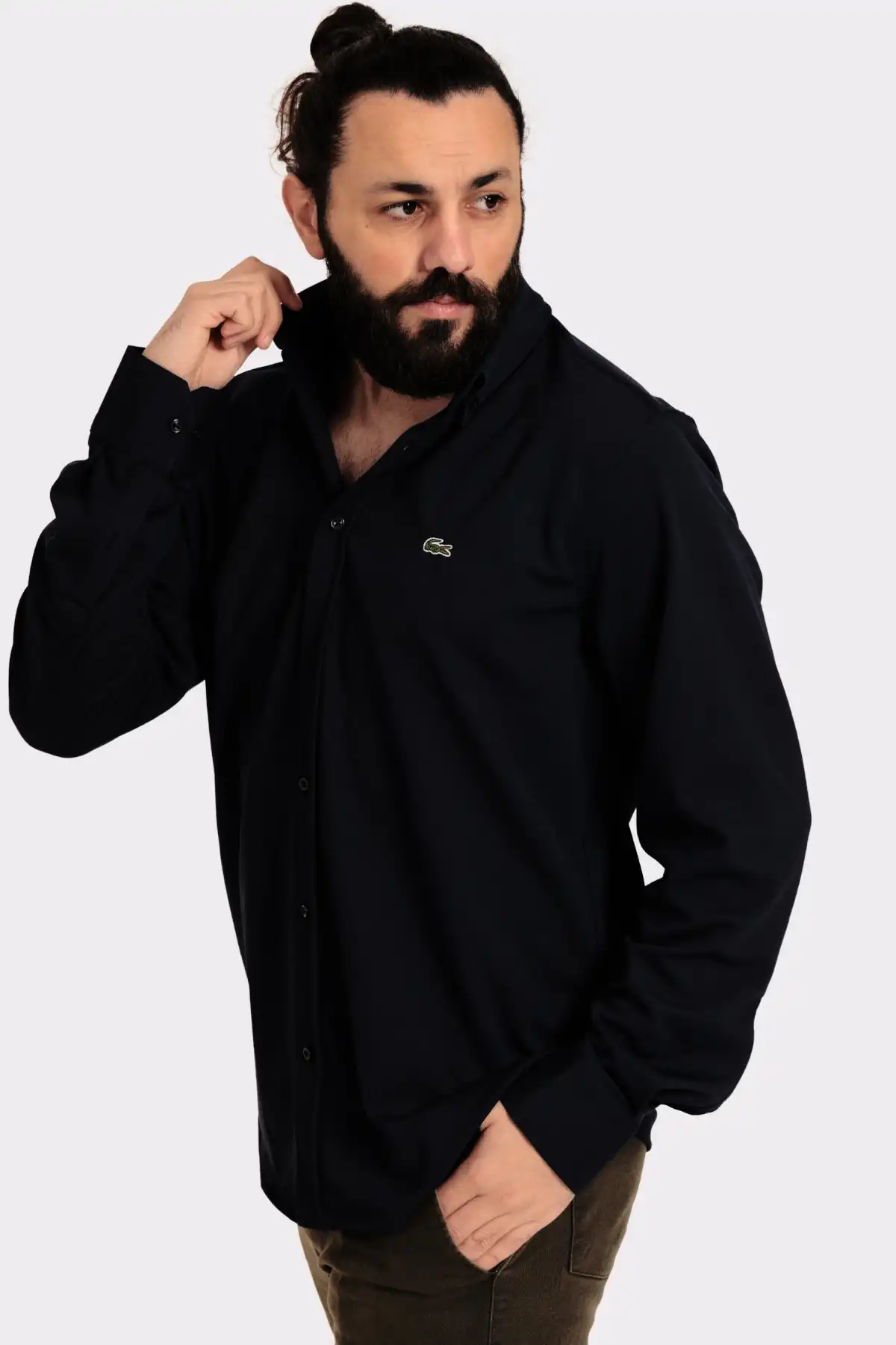 Erkek Regular Fit Non İron Buruşmaz Kumaş Likralı Gömlek Siyah