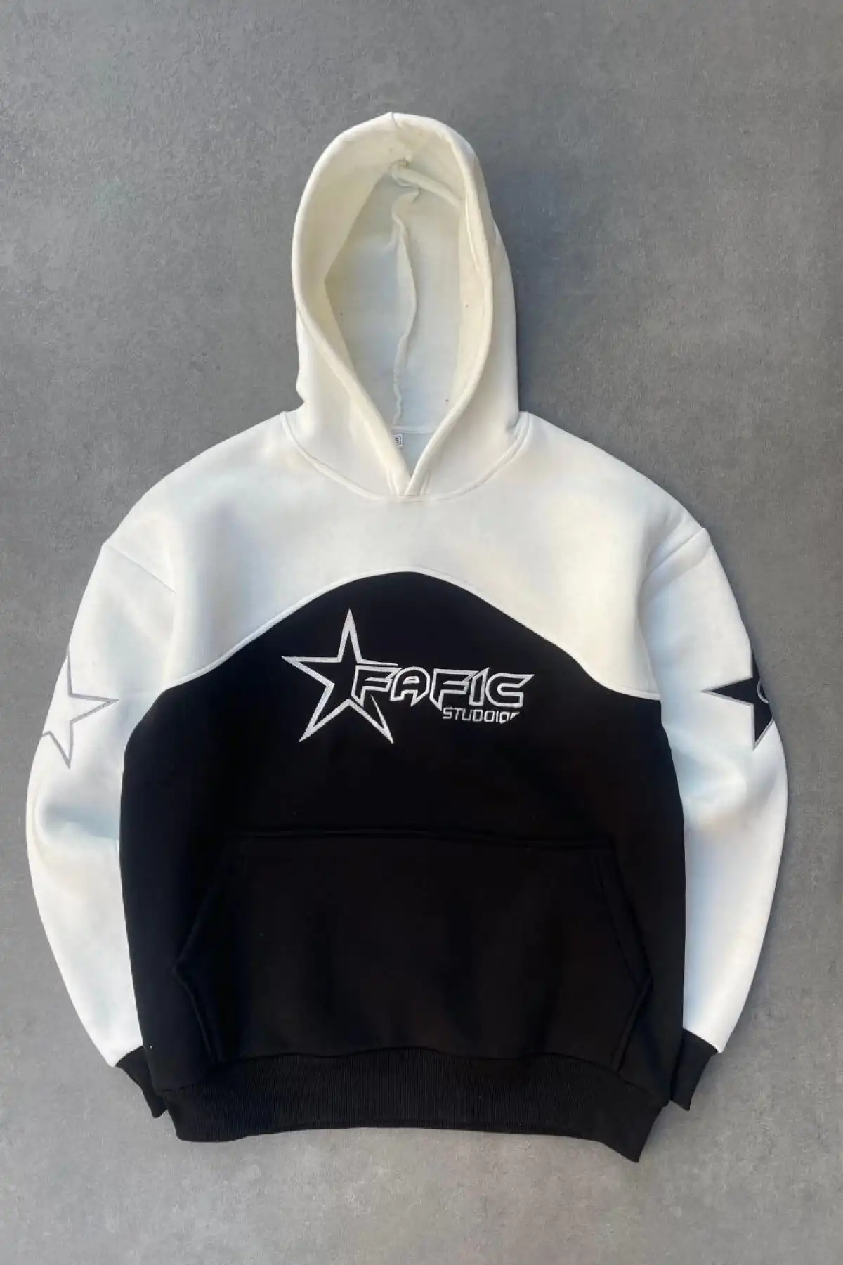 Parçalı Nakış İşlemelı Kapüşonlu SweatShirt - Beyaz