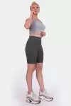 Haki Yeşil Yüksek Bel Toparlayıcı Fitilli Kısa Şort Tayt