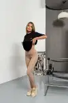 Alo Yoga Yüksek Bel Toparlayıcı Dalgıç Spor Tayt Bej