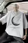 Erkekler için Siyah Tişört Grafik Genç Emo Vintage Gotik Rahat Büyük Beden Kısa Kollu Tişört Giysi Üst - Beyaz