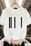 AICG Ön Arka Baskılı Bisiklet Yaka Kadın Oversize Bisiklet Yaka T-shirt - Beyaz