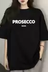 20/1 Penye Compack Baskılı Oversize Kısa Kol Bisiklet Yaka T-shirt - Siyah