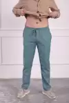 Beli Lastikli Ve Bağcıklı Erkek Keten Pantolon Mint Yeşili