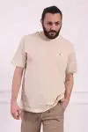Bisiklet Yaka Erkek Pamuklu Regular Fit Tişört Bej