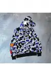 Unisex 2 İplik Bape Kapüşonu Fermuarlı Hırka - Gri
