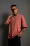 Erkek 24/1 Düz A Kalite Oversize T-shirt - Mavi