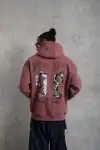 Erkek 98 Baskılı Kapşonlu Sweat - Gül Kurusu