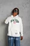 Erkek Baskılı Kapüşonlu Sweatshirt - Beyaz