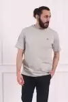 Erkek Bisiklet Yaka Pamuklu Regular Fit Tişört Gri