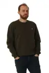 Erkek Bisiklet Yaka Regular Kalıp Logolu Sweatshirt Haki