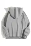 Erkek Düz Kapüşonlu Sweat - Boyalı Gri