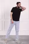 Erkek Pamuklu Keten Rahat Kesim Terletmez Kumaş Bağcıklı Pantolon Açık Mavi