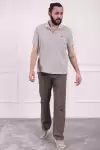 Erkek Pamuklu Keten Rahat Kesim Terletmez Kumaş Bağcıklı Pantolon Gri