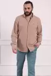 Erkek Regular Fit Yazlık Keten Gömlek Vizon