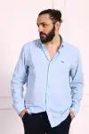 Erkek Regular Fit Yazlık Keten Gömlek Açık Mavi