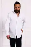 Erkek Regular Fit Yazlık Keten Gömlek Beyaz