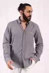 Erkek Regular Fit Yazlık Keten Gömlek Gri