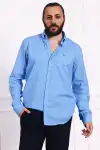 Erkek Regular Fit Yazlık Keten Gömlek Mavi