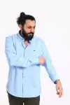 Erkek Regular Fit Non İron Buruşmaz Kumaş Likralı Gömlek Açık Mavi