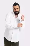 Erkek Regular Fit Non İron Buruşmaz Kumaş Likralı Gömlek Beyaz