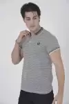 Erkek Yakalı Slim Fit Dokuma T-Shirt - Beyaz