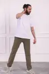 Erkek Yazlık Pamuklu Nefes Alan Kumaş Bağcıklı Pantolon Haki