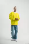 Geniş V yaka Kol Ribana Detaylı SweatShirt - Sarı